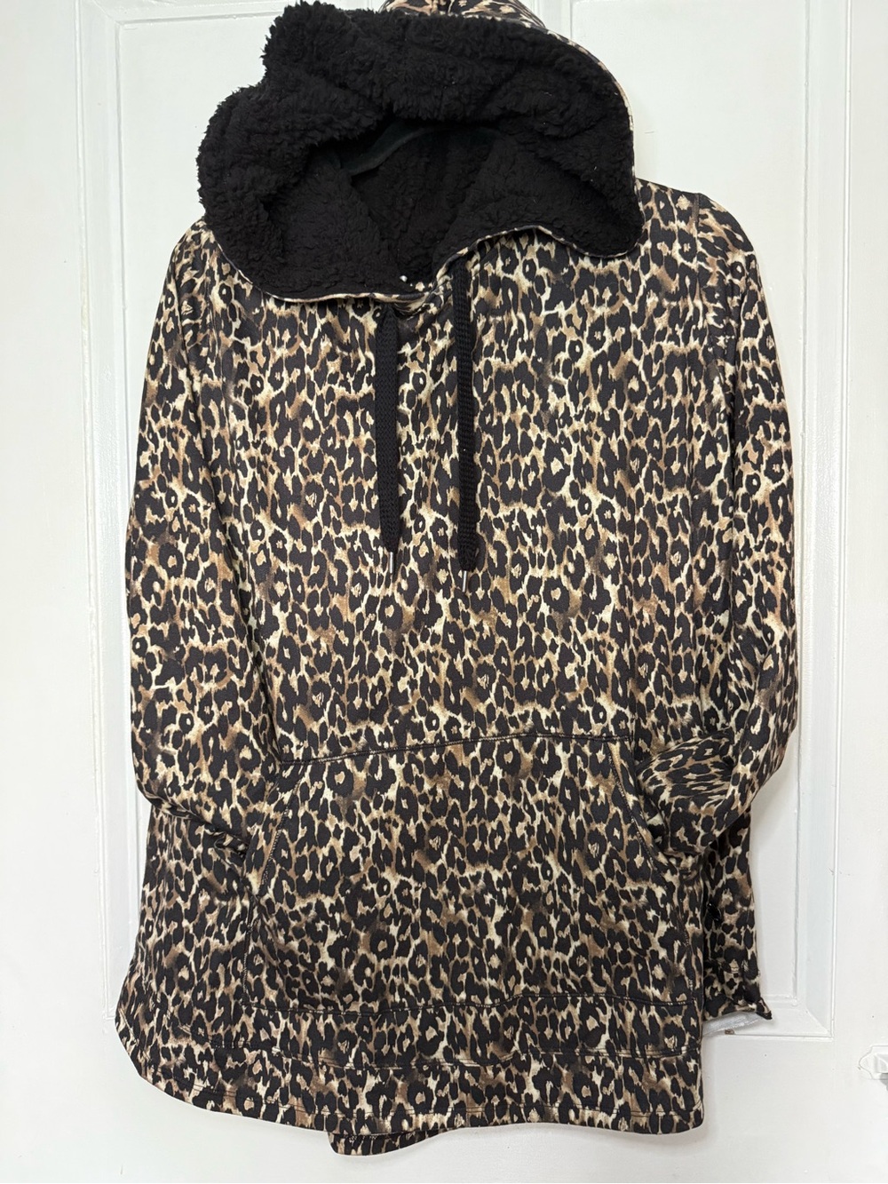 Ideology Leopard Print French Terry Sherpa Lined Hood Hoodie - XXL